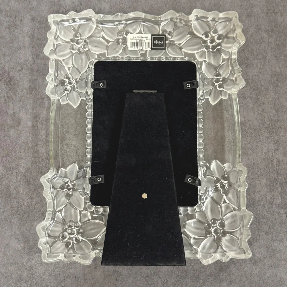 Mikasa Floral Bouquet Crystal Picture Frame Galerie Rahmen 5x7 pic Fancy Flowers